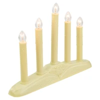 14.5" Ivory 5-Lights Christmas Chandelier on Holly Berry & Bell Base Candle Lamp