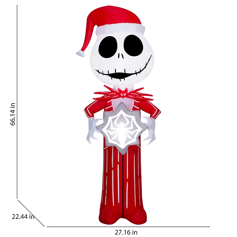 5.5ft. Airblown® Inflatable Christmas Jack Skellington in Red Suit with Spider Snowflake