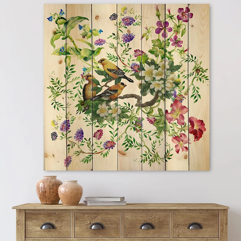 Designart - Tropical Birds With On Blooming Tree