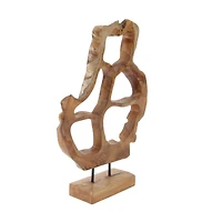 25" Brown Teak Wood Contemporary Sculpture