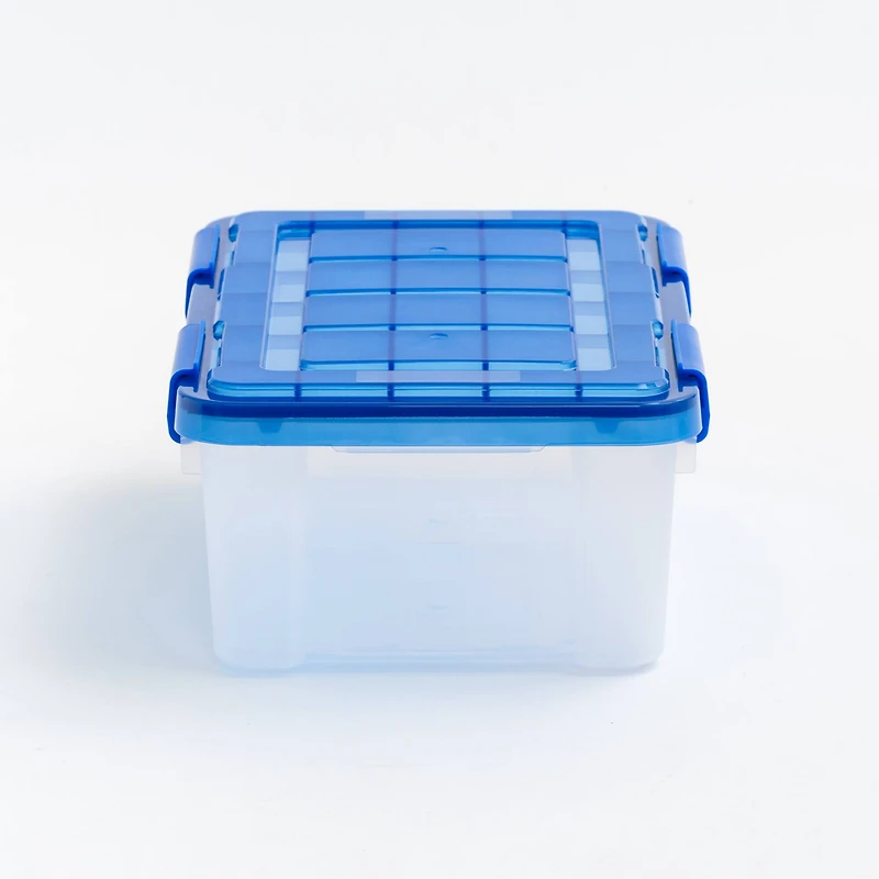 Iris® 4gal. Clear Plastic Storage Boxes With Blue Lid, 6 Pack