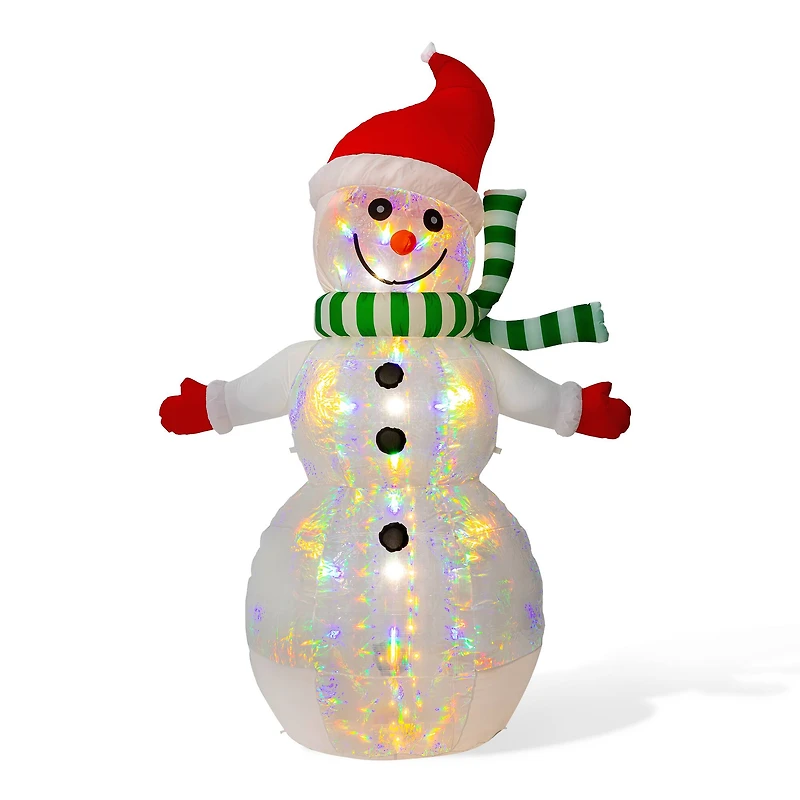 Glitzhome® 8ft. LED Lighted Icy Snowman Inflatable Décor
