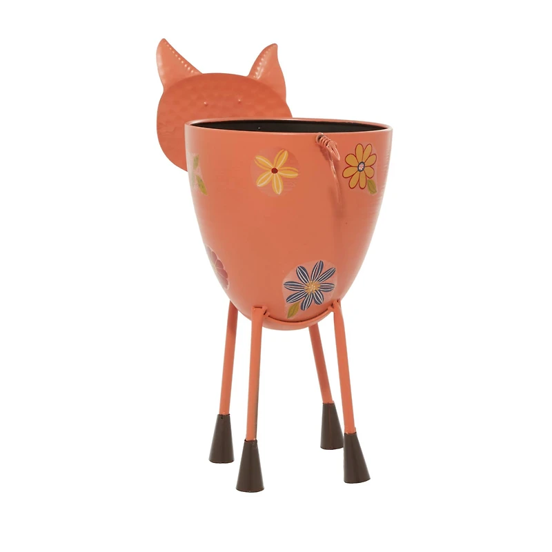 16" Pink Metal Eclectic Pig Planter