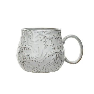 Hello Honey® 16oz. White Snowflake Embossed Stoneware Mug