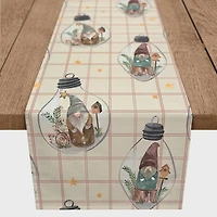 90" Cream & Red Check Gnome Globe Pattern Cotton Twill Runner