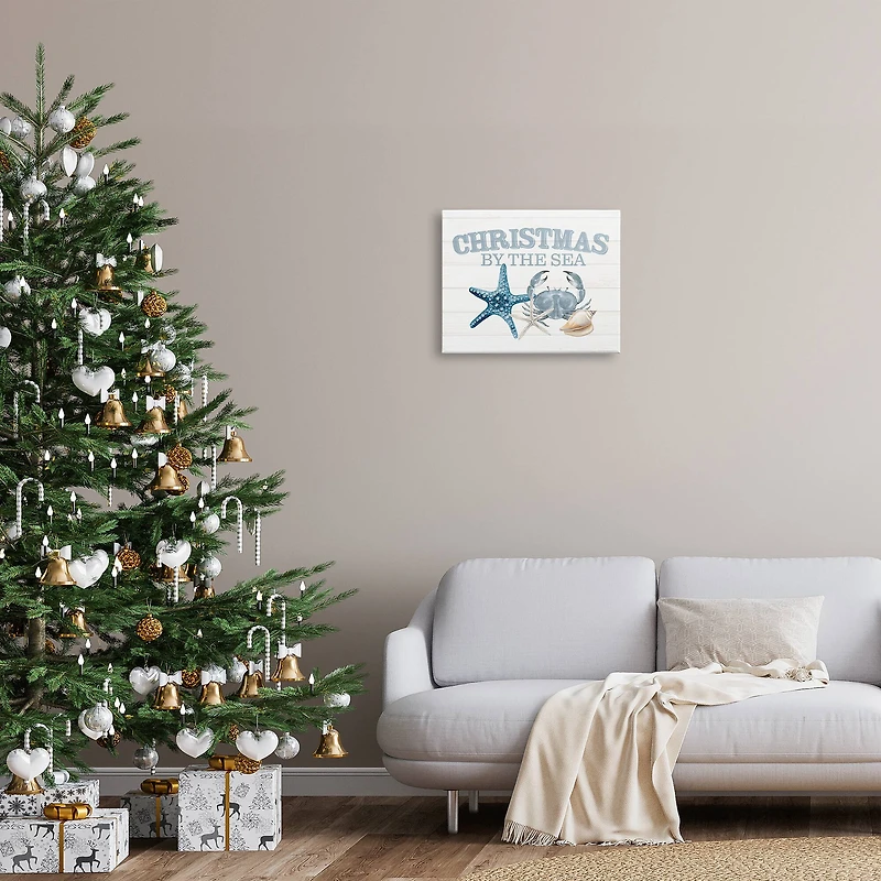 Stupell Industries Christmas By The Sea Nautical Canvas Wall Art