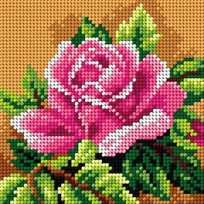 Orchidea Needlepoint Canvas For Halfstitch Without Yarn Rose - Printed Tapestry Canvas