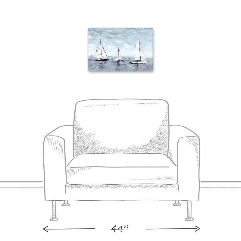 Boats on Horizon Canvas Wall Art
