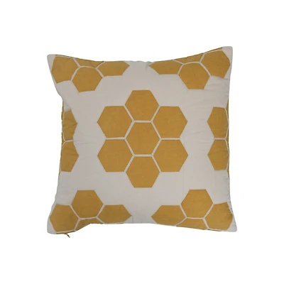 Hello Honey® Yellow & White Quilted Honeycomb Cotton Pillow