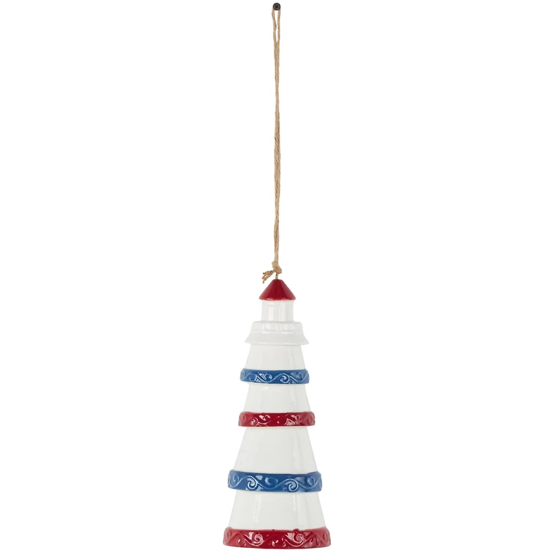 21" Red, White & Blue Ceramic Light House Windchime