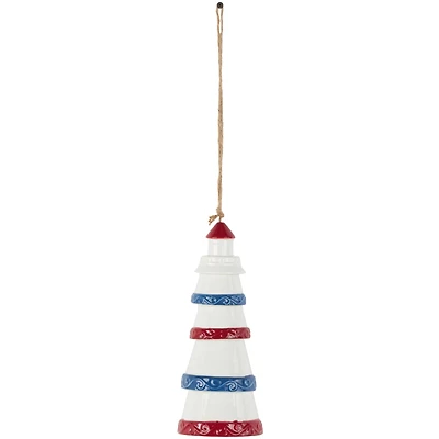 21" Red, White & Blue Ceramic Light House Windchime