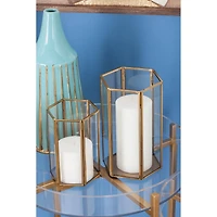CosmoLiving by Cosmopolitan Gold Glass Modern Lantern Set