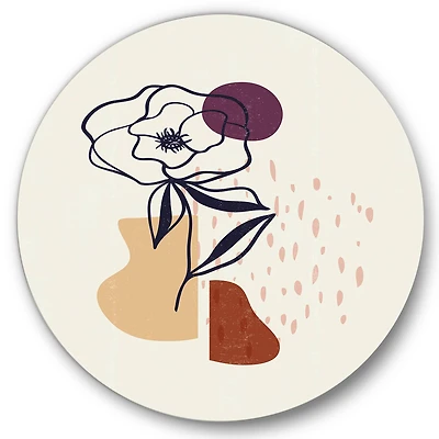Designart - Vintage Flower With Minimalist Shapes I