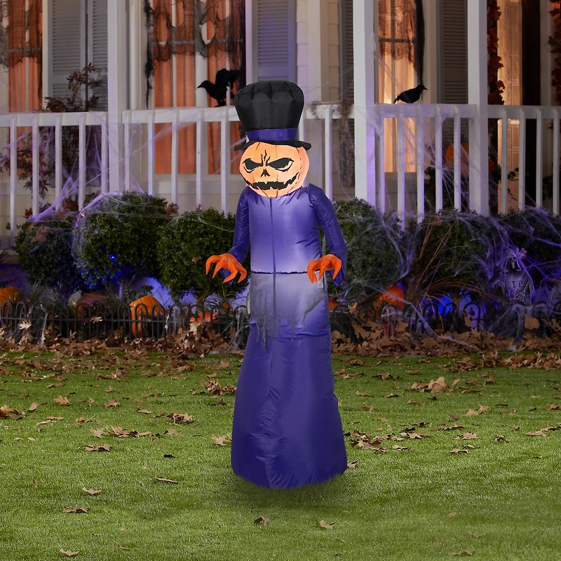 5ft. Airblown® Inflatable Halloween Pumpkin Reaper with Top Hat