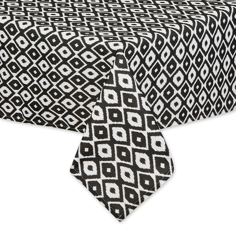 Black Ikat Outdoor Tablecloth 60" x 84"