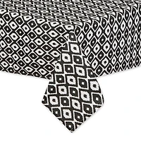 Black Ikat Outdoor Tablecloth 60" x 84"