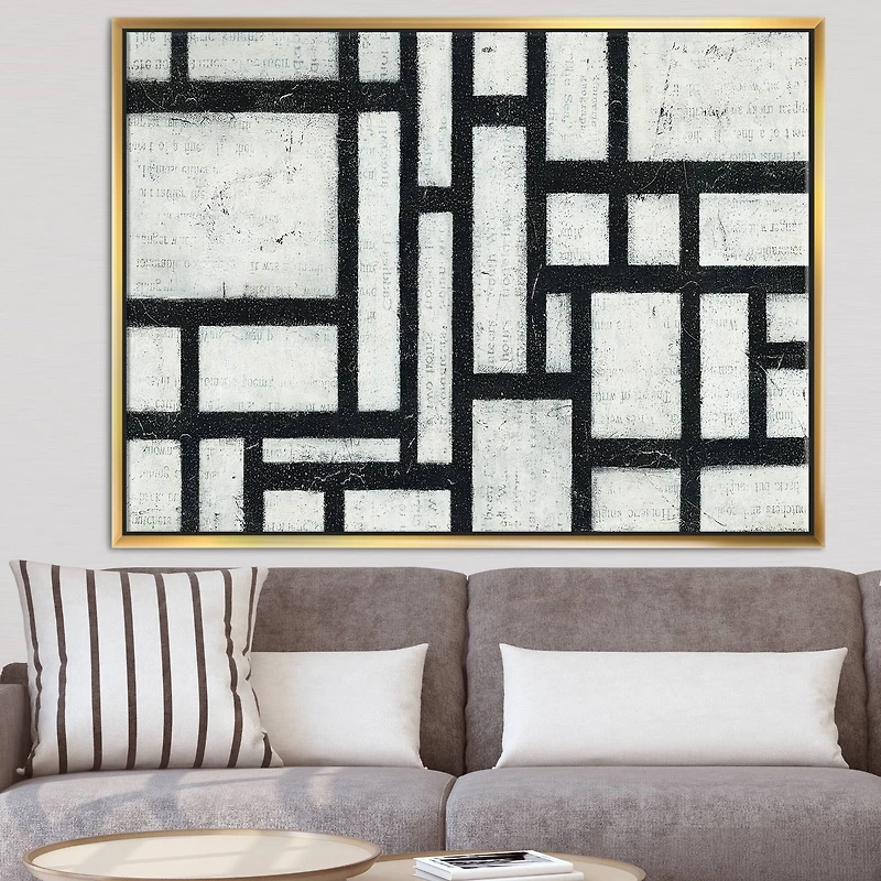 Designart - Black and White Labyrinth geometric
