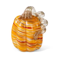 Glitzhome® Fall Multi Stripes Glass Pumpkin