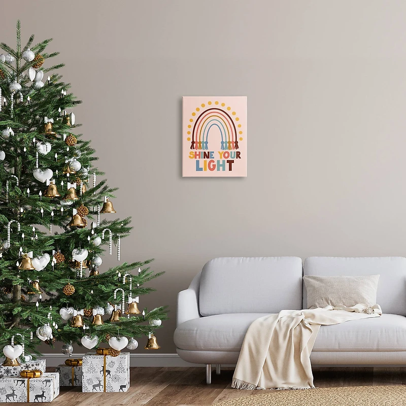 Stupell Industries Shine Your Light Hanukkah Rainbow Canvas Wall Art