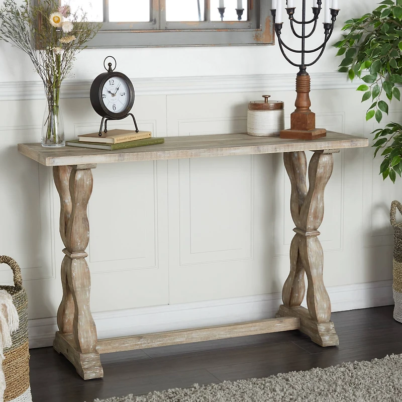 Brown Fir Farmhouse Console Table, 32" x 48" x 16"