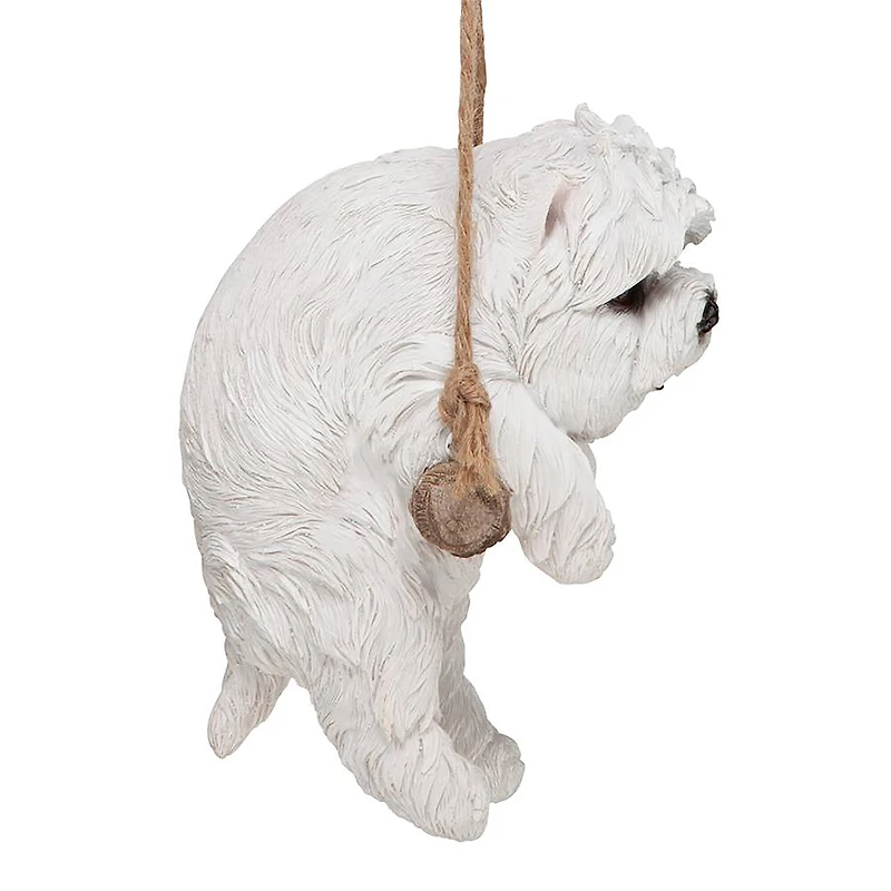 Design Toscano 8" White Maltese Puppy on a Perch Hanging Dog Sculpture