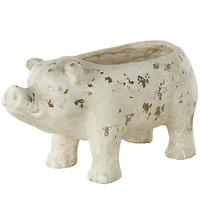 17" Light Brown Distressed Pig Planter