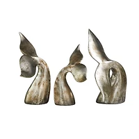 Silver Whale Tail Sculpture Set
