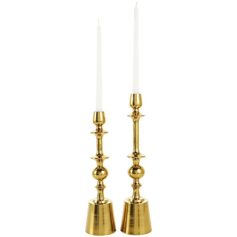 Gold Aluminum Candle Holder Set