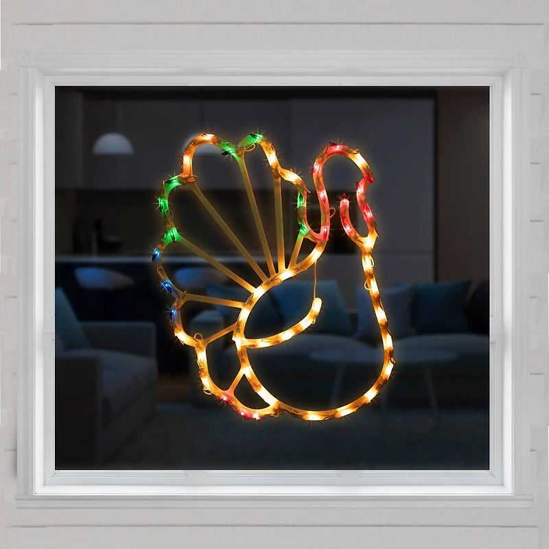 18" Lighted Turkey Thanksgiving Window Silhouette Decoration