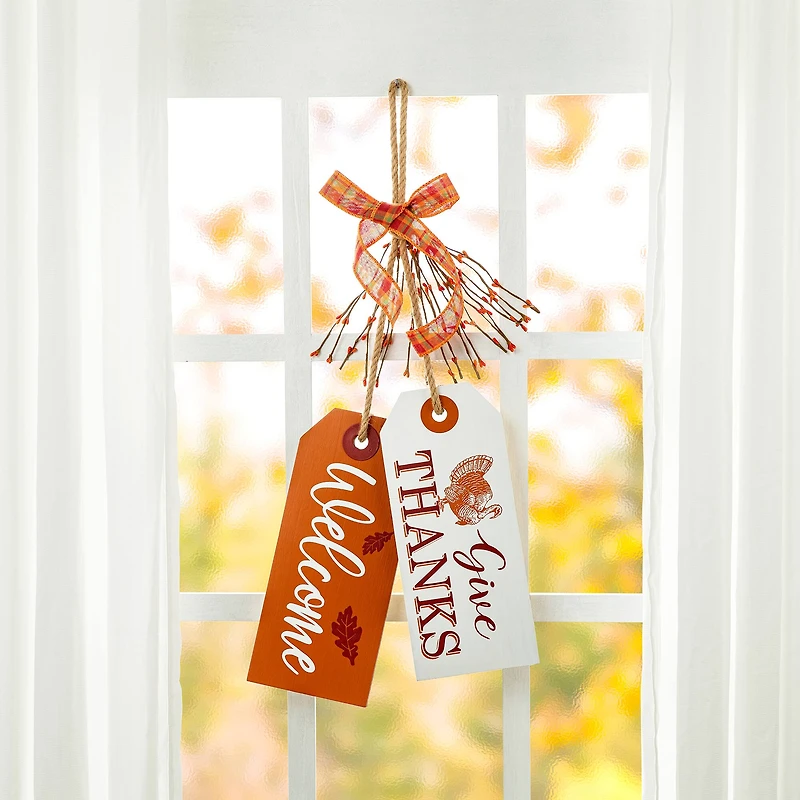 Glitzhome® 24" Thanksgiving Wooden "Give Thanks" Door Hanger
