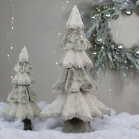 20" Gray Sisal & Faux Fur Triangular Christmas Tree with Silver Glitter Accents