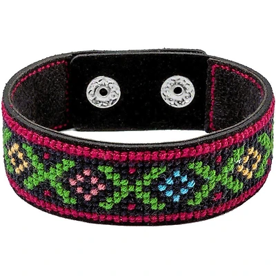Wonderland Crafts Red & Green Artificial Leather Cross Stitch Bracelet Kit