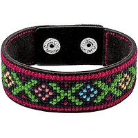 Wonderland Crafts Red & Green Artificial Leather Cross Stitch Bracelet Kit