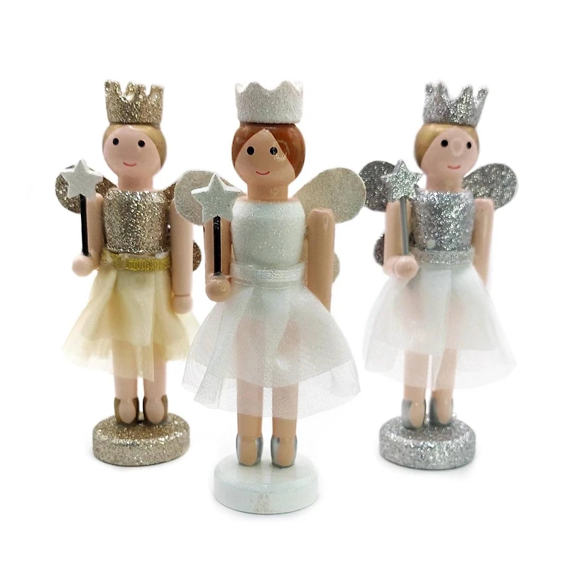 Wizardi Classic Wooden Christmas Fairies Festive Decoration Set