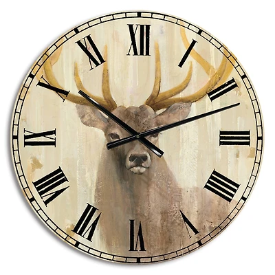 Designart 'Goldern Deer Iii Farmhouse Wall Clock