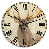 Designart 'Goldern Deer Iii Farmhouse Wall Clock