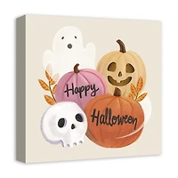 Happy Halloween Whispy Ghost & Jack-O-Lantern Canvas Wall Art