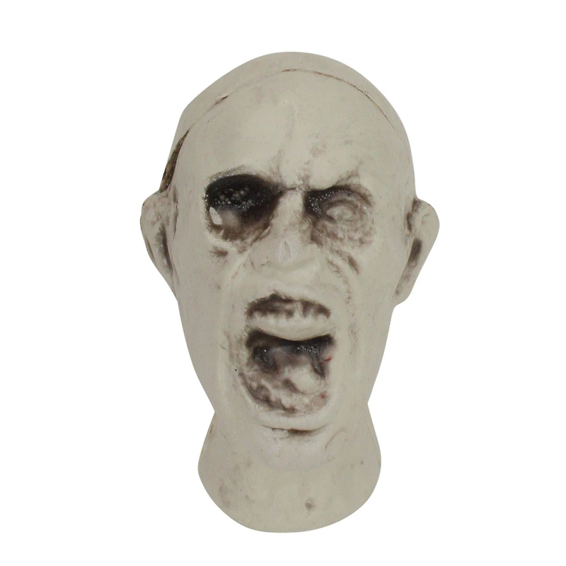 3.5" White & Gray Skeleton Skull Heads with Open Mouths Halloween Decoration Set