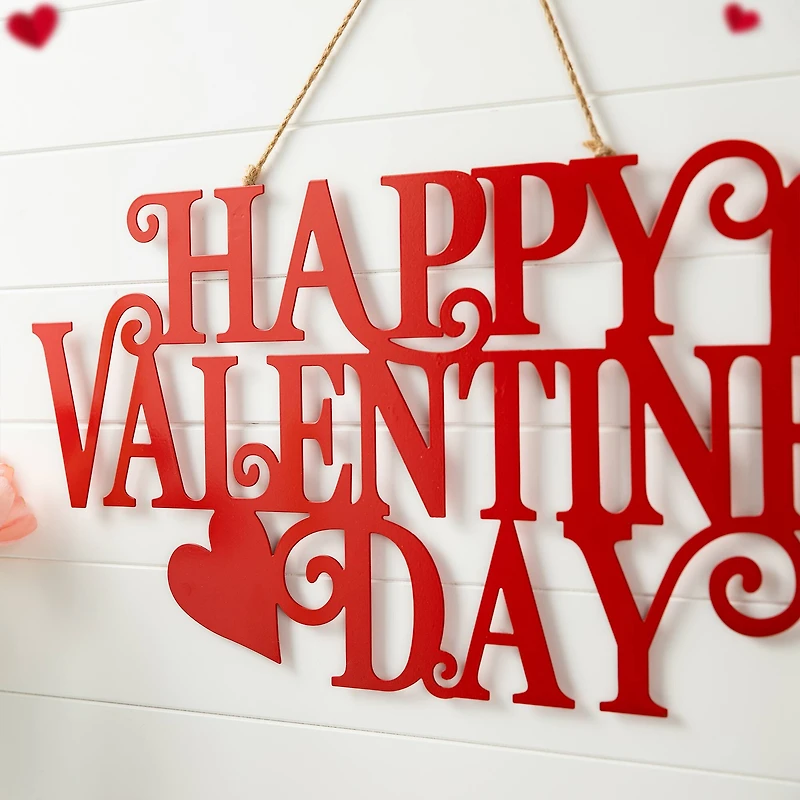 Glitzhome® 24" Metal "HAPPY VALENTINE'S DAY" Wall Decor