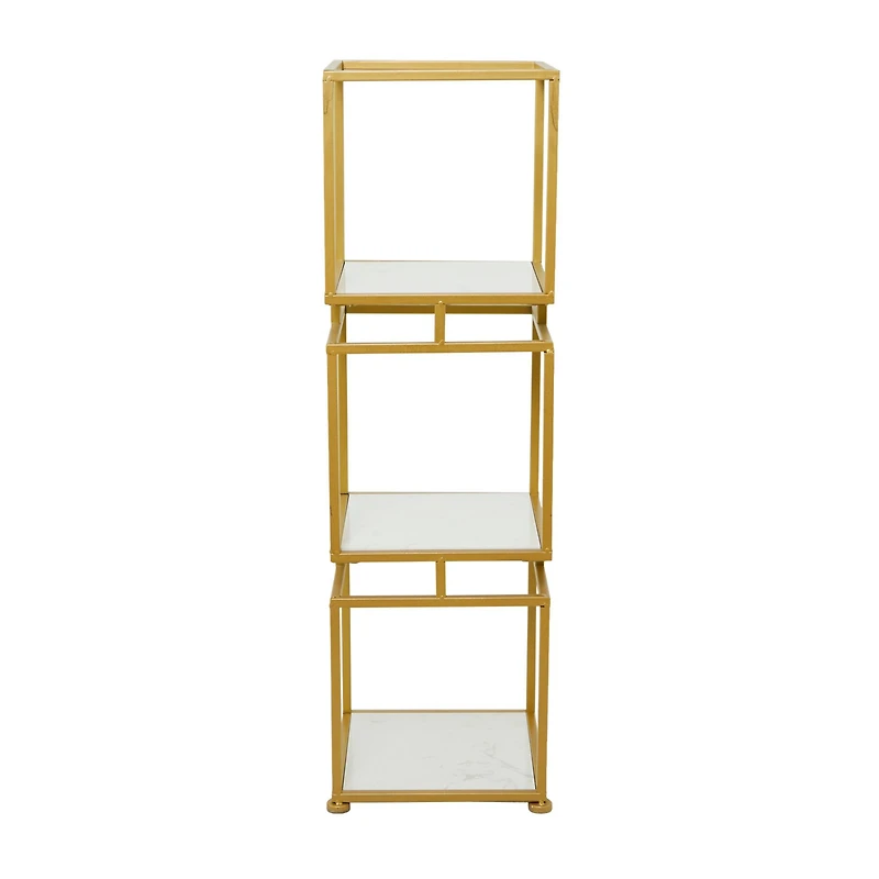 Gold Marble Glam Shelving Unit, 39" x 12" x 12"