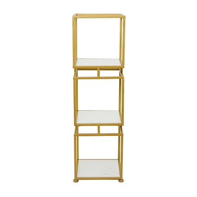 Gold Marble Glam Shelving Unit, 39" x 12" x 12"