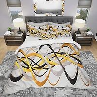 Designart 'Gold and Silver Helix' Modern & Contemporary Bedding Set