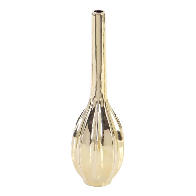 12" Gold Stoneware Glam Vase Set