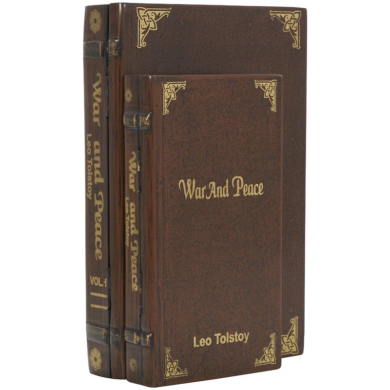 Brown War & Peace Storage Faux Book Box Set