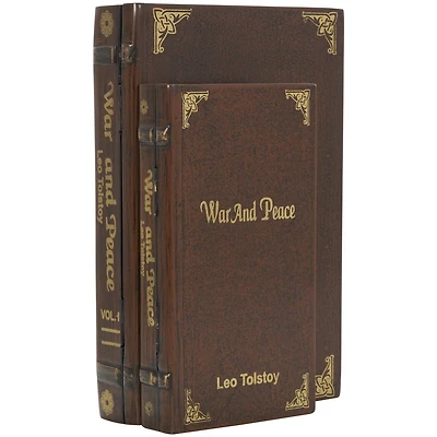 Brown War & Peace Storage Faux Book Box Set