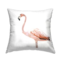 Stupell Industries Tropical Pink Flamingo Bird Casual Animal Throw Pillow, 18" x 18"