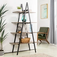 Glitzhome® 5.5ft. Modern Industrial 4-Tier A-Frame Open Ladder Bookshelf