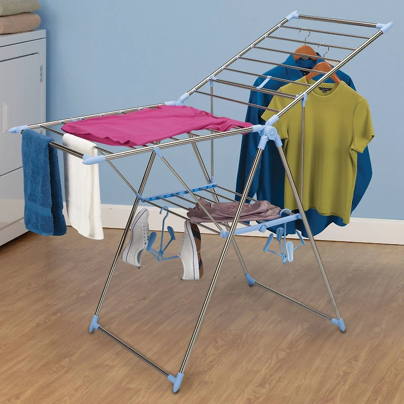 Household Essentials Gullwing Stainless Steel Folding Clothes Drying Rack