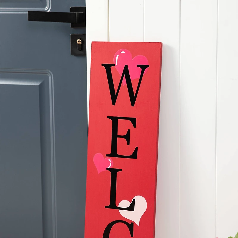 Glitzhome® 36" Valentine's Wooden Welcome Porch Sign