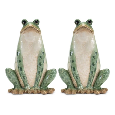 10.5" Ceramic Garden Frog Statues, 2ct.